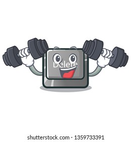 Fitness button delete isolated with the character