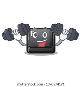 Fitness button E isolated with the character