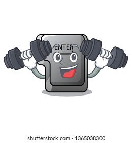 Fitness button enter in the shape mascot