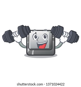 Fitness button J installed on cartoon computer