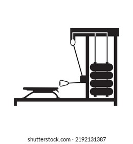 Icono de la máquina de fila del cable de ajuste | Ilustración del vector negro |