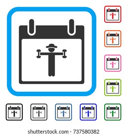 Fitness Calendar Day icon. Flat grey pictogram symbol inside a light blue rounded rectangle. Black, gray, green, blue, red, orange color additional versions of Fitness Calendar Day vector.