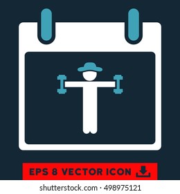 Fitness Calendar Day icon. Vector EPS illustration style is flat iconic bicolor symbol, blue and white colors.