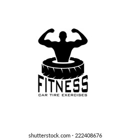 fitness car tire exercises vector design template