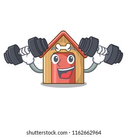 Fitness cartoon funny dog house with dish