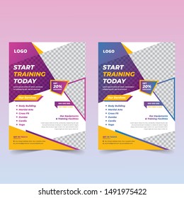 Fitness Center Flyer & Poster Cover Template. Fitness and Gym concept, Abstract Modern Design,Vector
