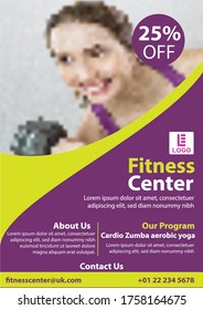 Fitness Center Flyer & Poster Cover Template. Zumba and Yoga.
