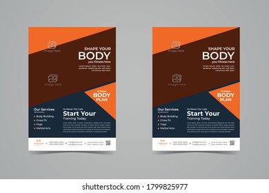 Fitness Center Flyer & Poster Cover Template. Vector layout design template.