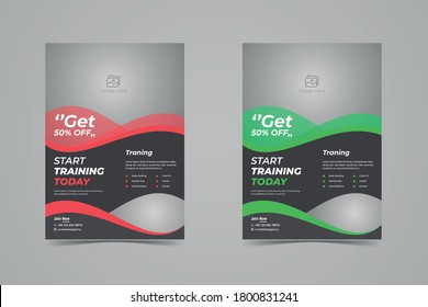 Fitness Center Flyer & Poster Cover Template. Vector layout design template. GYM / Fitness Flyer template with grunge shapes. vector