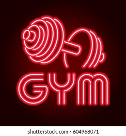 Fitness Center Gym Room. LED Neon Light Sign Display. Vector Illustration.
