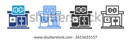 Fitness Center icon set multiple style collection