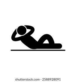 Fitness center icon showing a person performing a sit up