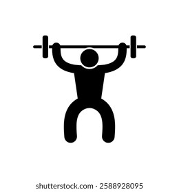 Fitness center icon showing a person doing a barbell squat