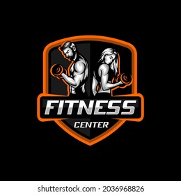 fitness center logo design concept