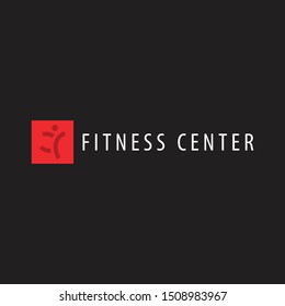 fitness center logo with a simple shape and shape like a person who works out who made this design. modern, simple, elegant.