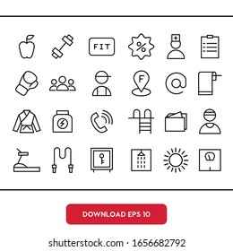 Fitness centre set outline vector icon. Modern, simple flat vector illustration for web site or mobile app