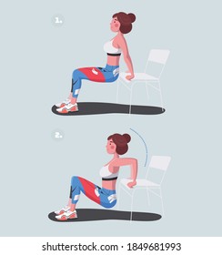 Fitness - Chair Dips Vector Illustration