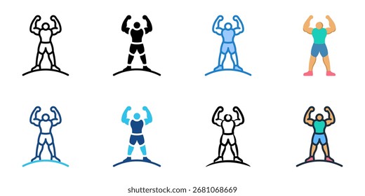 Fitness Challenge icon set multiple style collection
