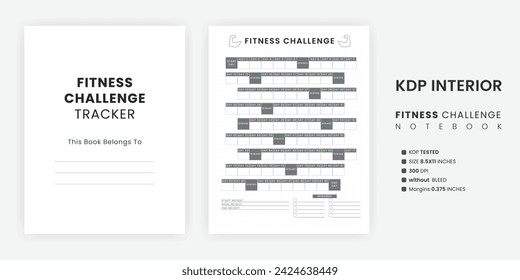 Fitness Challenge Letter Bullet Journal Notebook Page Printable Fitness Tracker - Exercise Tracker - Workout Challenge Health Fitness Planner Game