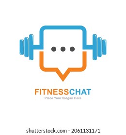 Diseño del logotipo vectorial de chat de fitness. Adecuado para medios sociales, símbolo de aptitud y símbolo de chat