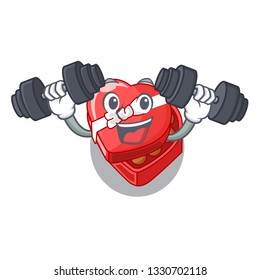 Fitness chocolate box heart above cartoon table