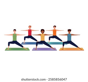 Fitness class group stretch icon illustration