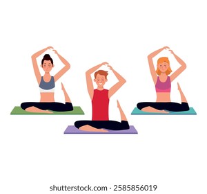 Fitness class meditation icon illustration