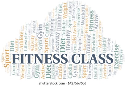Fitness Class word cloud. Wordcloud made with text only.