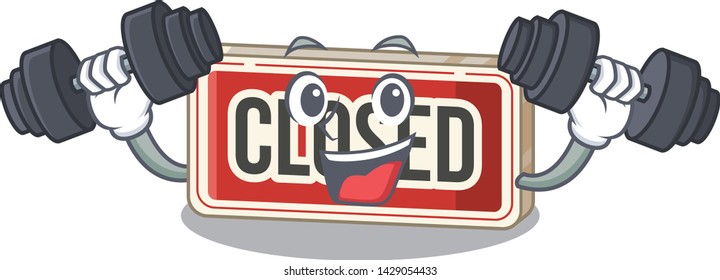 Fitness closed sign isolated with the mascot