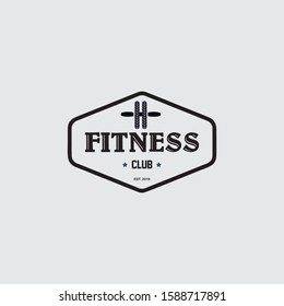 Fitness Club Bodybuilding Logo template design, vintage logo,  vector illustration