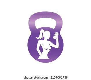 fitness club color icon female kettlebell