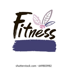 Fitness club concept logo design. Elegant hand lettering for your design. Can be printed on greeting cards, paper and textile designs, etc. Modern brush calligraphic style. Vector