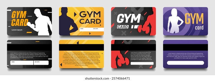 Fitness club, gym card vector template