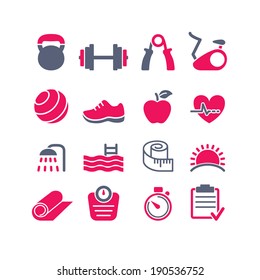 fitness club icons set vector