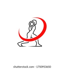 Fitness club illustration logo, line art, silhouette