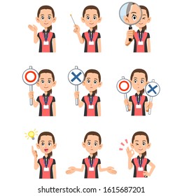 Fitness club instructor female upper body set of 9 different poses