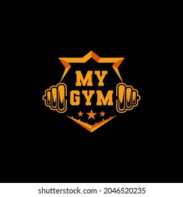 Fitness club logo with athletic shield sport,vector illustration