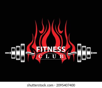 fitness club logo with flame background vector