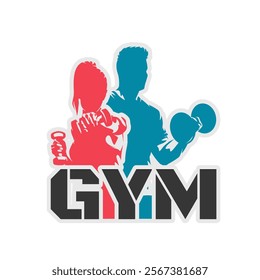 Fitness club logo, gym, isolated vector illustration, bodybuilding