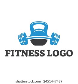 Fitness club logo with kettlebell on white, vector illustration template