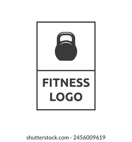 Fitness club logo with kettlebell on white, vector illustration template