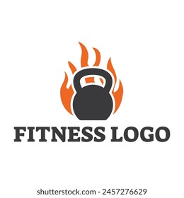 Fitness club logo with kettlebell on white, vector illustration template