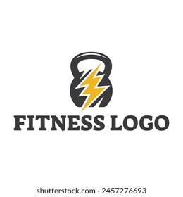 Fitness club logo with kettlebell on white, vector illustration template