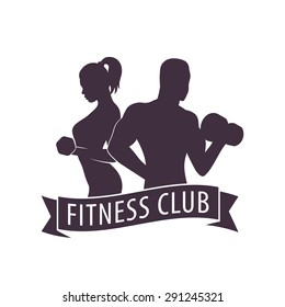 Fitness Club Logo Posing Athletic Girl Stock Vector (Royalty Free ...