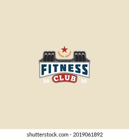 fitness club logo retro vintage vector 