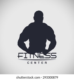 Fitness Club logo with the silhouette of a  bodybuilder