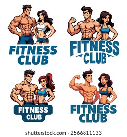 Fitness club logo with strong individuals for gym, workout, and health-focused branding