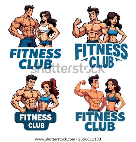 Fitness club logo with strong individuals for gym, workout, and health-focused branding