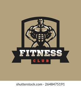 Fitness Club Logo with Strong Man