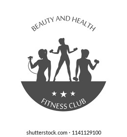 fitness club logotype, sport style vector illustration.